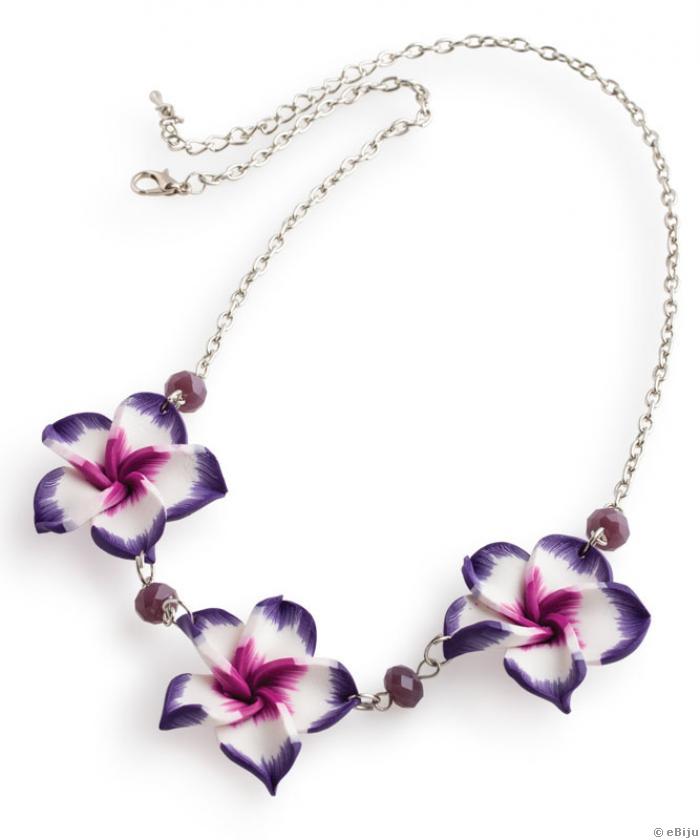 Ciklámen-fehér-lila virágos nyakék