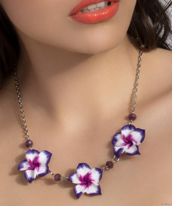 Ciklámen-fehér-lila virágos nyakék