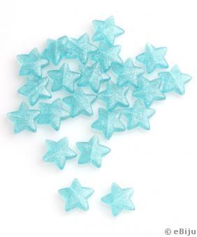 Csillag akril gyöngy, csillámos, világoskék, 1.5 cm