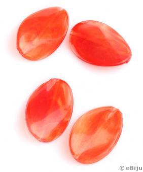 Ovális akril gyöngy, piros, 2.5 x 3.6 cm