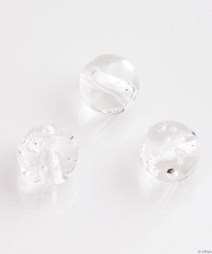 Akril gyöngy, átlátszó, gömb forma, 1 cm