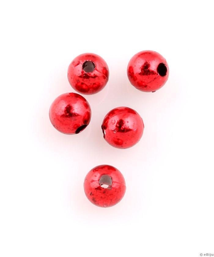 Akril gyöngy, piros, gömb forma, 0.6 cm