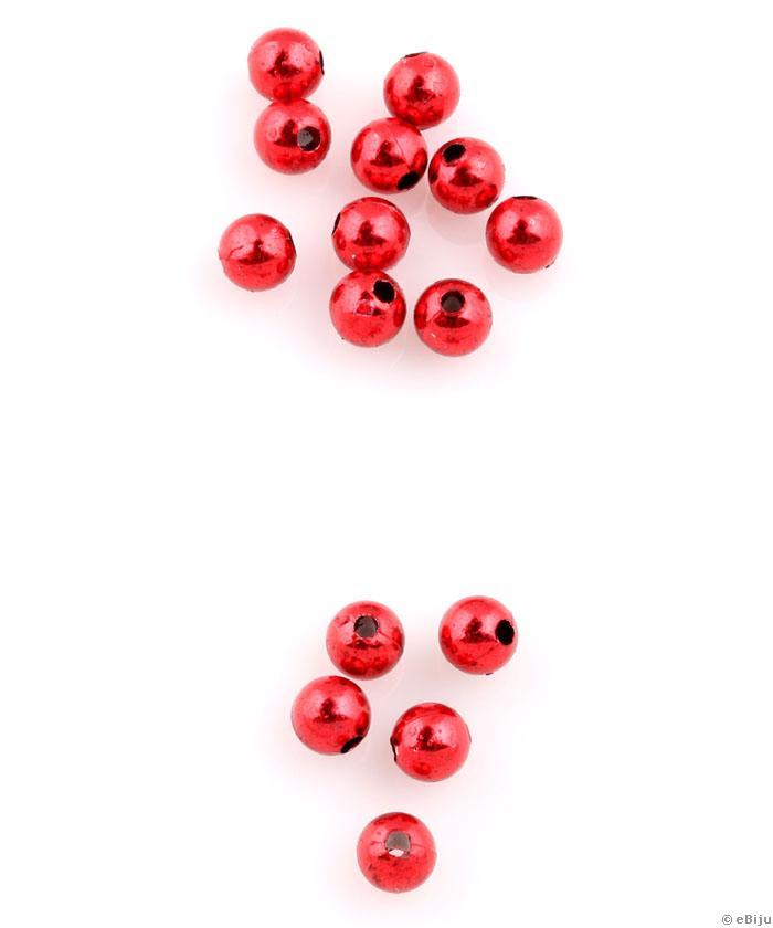 Akril gyöngy, piros, gömb forma, 0.6 cm