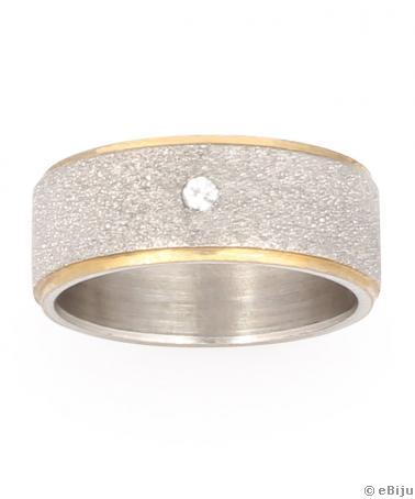 Arany-ezüst színű uniszex gyűrű, egy kristállyal