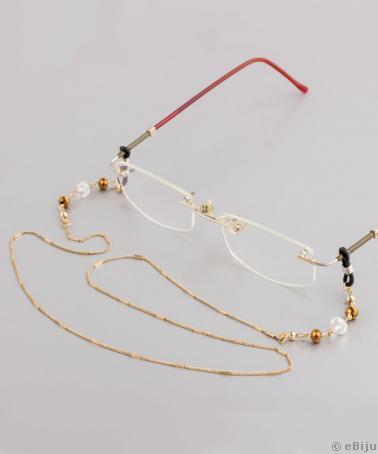 Aranyszínű szemüvegtartó lánc, kristályokkal