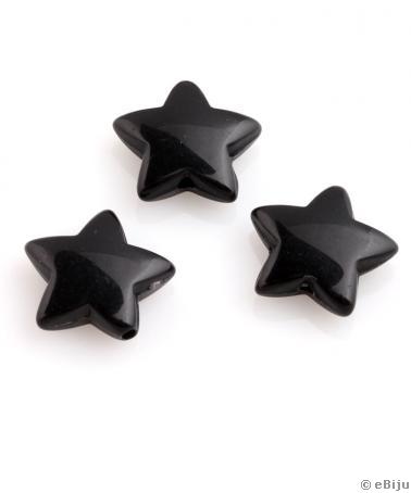 Csillag akril gyöngy, fekete, 1.3 cm