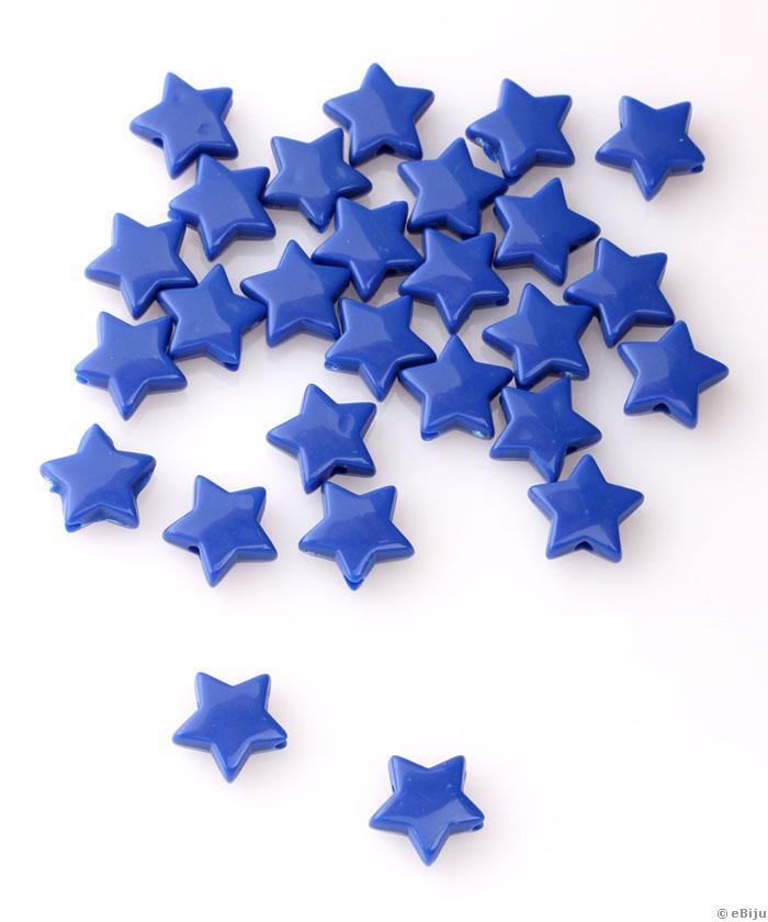 Csillag akril gyöngy, kék, 1 cm