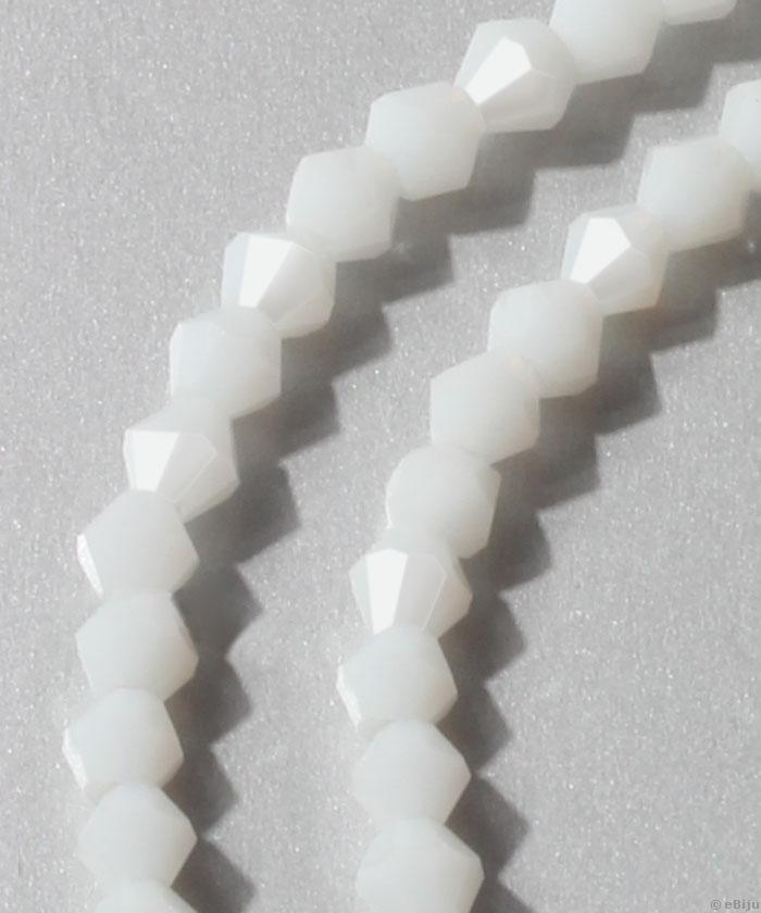 Csiszolt bikónikus kristály gyöngyök, matt fehér, 0.5 cm