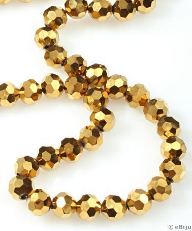 Csiszolt gömb kristály gyöngyök, arany, 0.8 cm