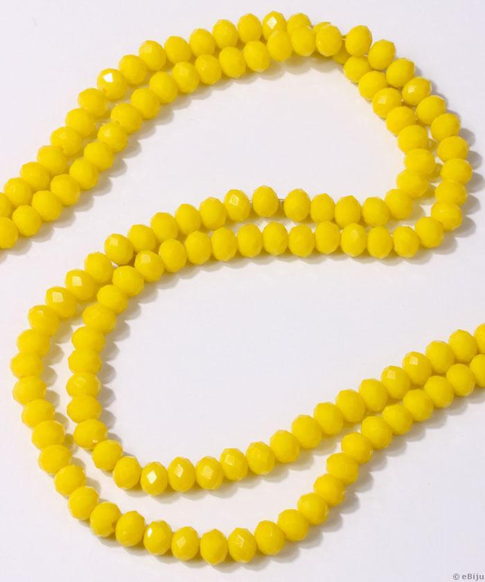 Csiszolt rondelle kristály gyöngyök, matt sárga, 0.6 cm