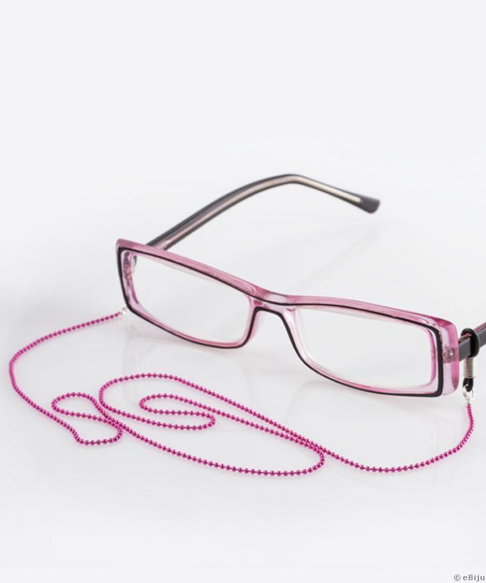 Divatos szemüvegtartó lánc, neon-rózsaszín fém
