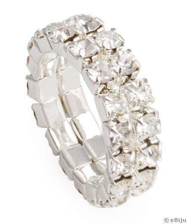 Duplasoros gyűrű, fehér kristályokkal