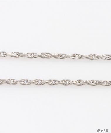 Ezüstszínű csavart fém lánc, 3 mm