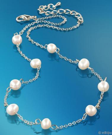 Fehér Bella nyaklánc tenyésztett gyöngyökkel