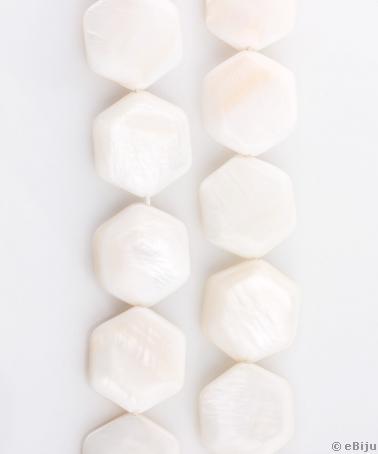 Fehér gyöngyház, hexagon forma, 1.8 cm