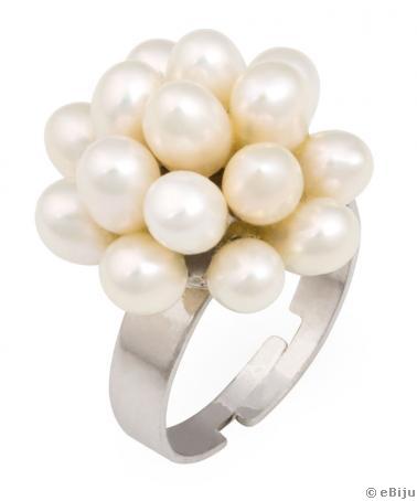 Fehér tenyésztett gyöngy gyűrű
