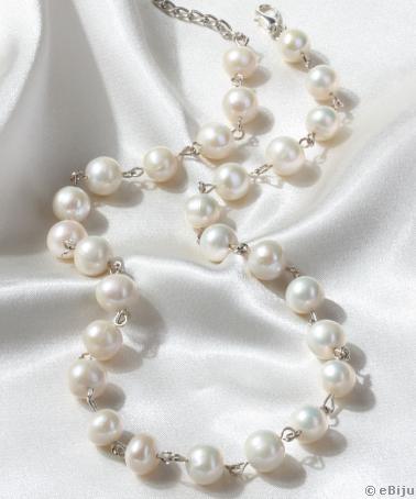 Fehér, tenyésztett gyöngy nyaklánc
