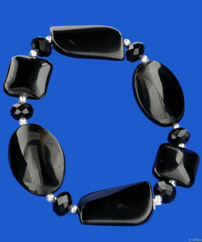 Fekete onix karkötő üvegkristályokkal
