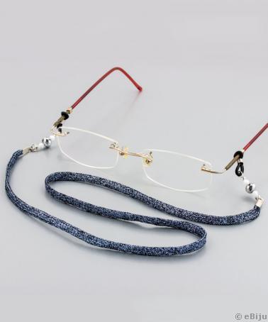 Fémes kék szemüvegtartó lánc, kristályokkal