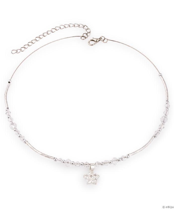 Fix nyakék, rondelle és bikónikus fehér kristályokkal