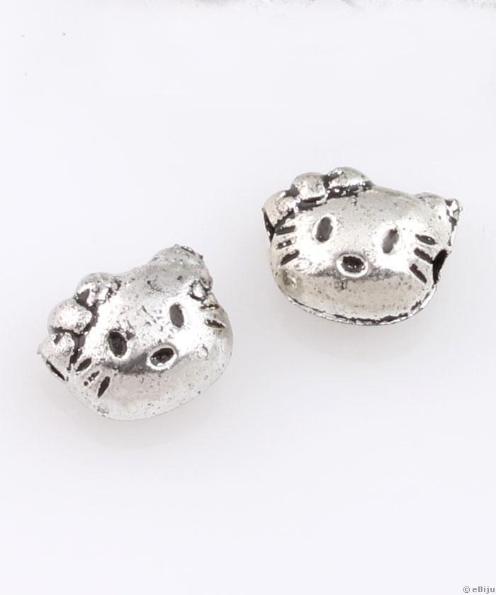 Hello Kitty akril gyöngy, ezüstszínű akril, 0.8 x 1 cm