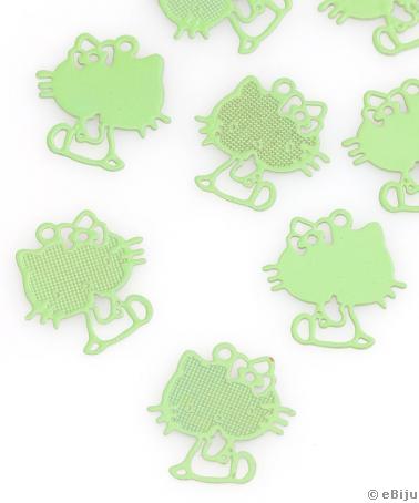 Hello Kitty függő dísz, zöld fém, 1.2 x 1.3 cm