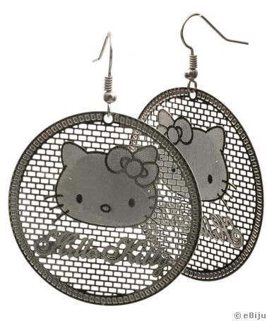Hello Kitty fülbevaló sötét ezüstszínű fémből