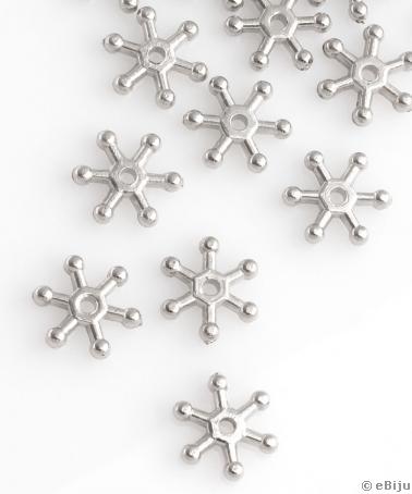 Hópehely távtartó gyöngy, ezüstszínű akril, 1.2 cm