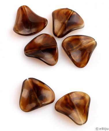 Hullámos, háromszögű akril gyöngy, barna, 2.5 cm