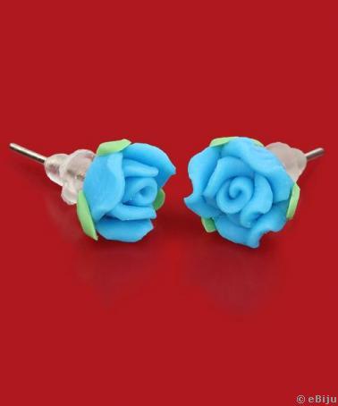 Kék rózsa fülbevaló fimoból