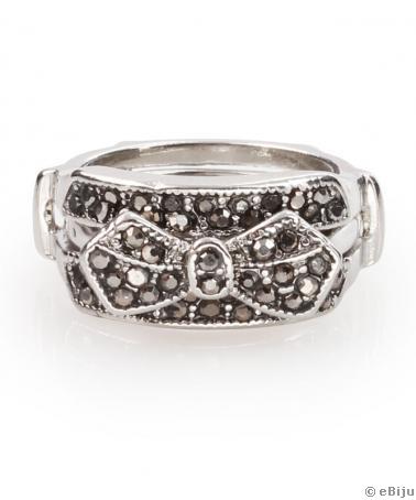 Két darabból álló, ezüstszínű masnis gyűrű