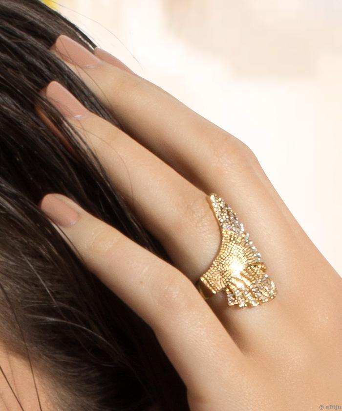 Legyező formájú gyűrű, aranyszínű fémből