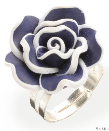 Lila - fehér rózsa gyűrű fimoból