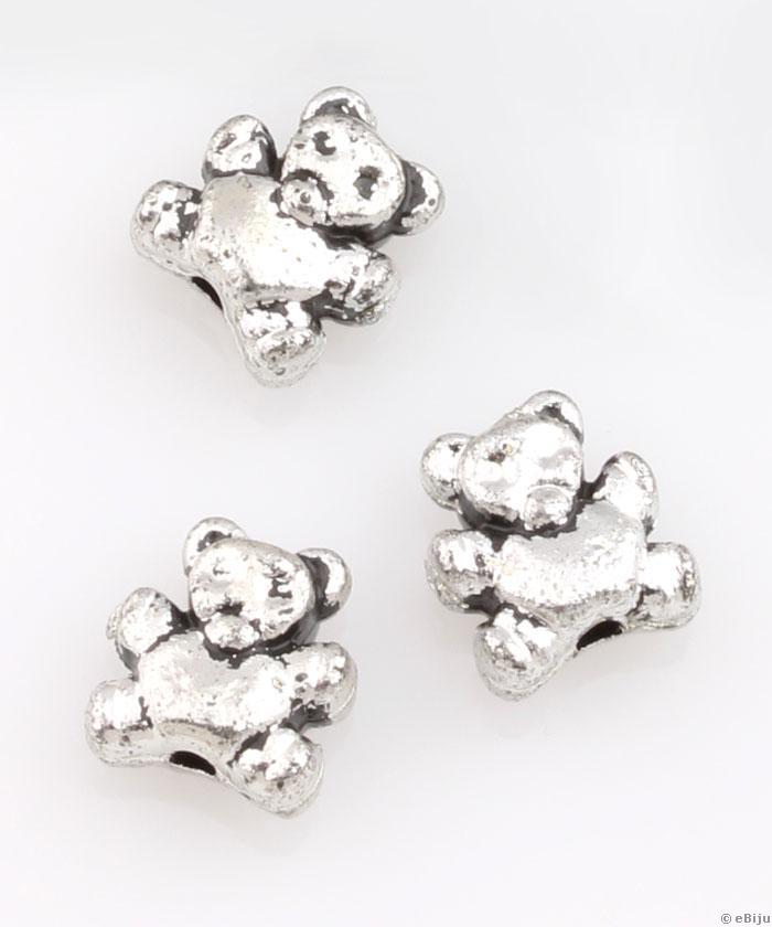 Maci akril gyöngy, ezüstszínű akril, 0.8 x 1 cm