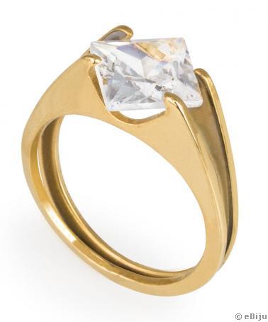 Minimalista formájú gyűrű, rozsdamentes acél kristállyal