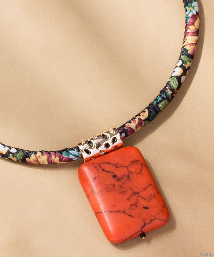 Minimalista stílusú nyakék, narancssárga howlit kővel