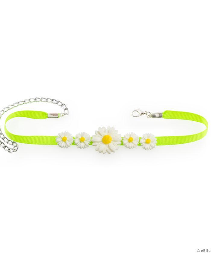 Neonzöld choker, margarétákkal