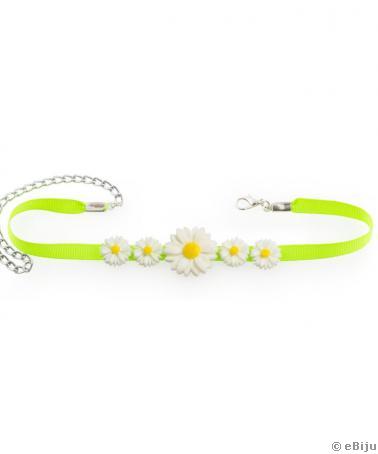 Neonzöld choker, margarétákkal