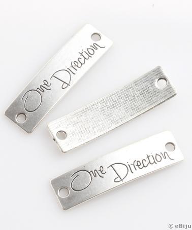 One Direction köztes medál, ezüstszínű fém, 3.8 x 1.2 cm