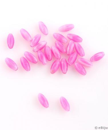 Ovális akril gyöngy, rózsaszín, 0.5 x 1 cm