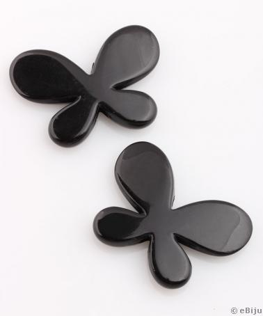 Pillangó akril gyöngy, fekete, 3.2 x 4.4 cm