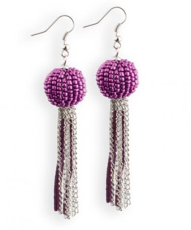 "Purple Beads" fülbevaló