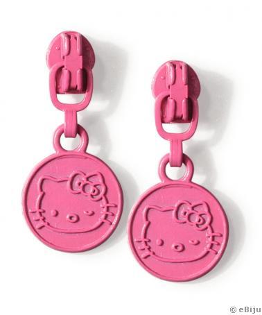 Rózsaszín Hello Kitty fülbevaló, fém cipzáron