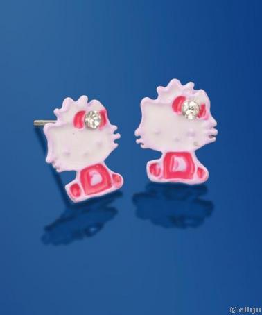 Rózsaszín Hello Kitty fülbevaló, strasszokkal