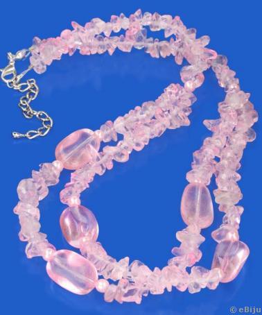 Rózsaszín üvegből készült nyaklánc
