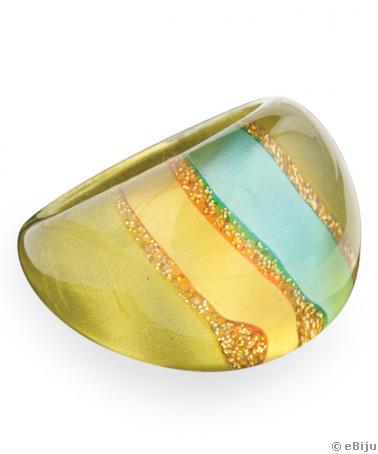 Sárga-arany-türkiz csíkos gyűrű