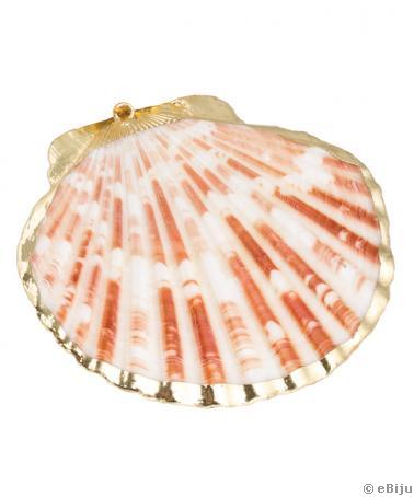 Természetes fehér/barna kagyló medál, arany szegéllyel