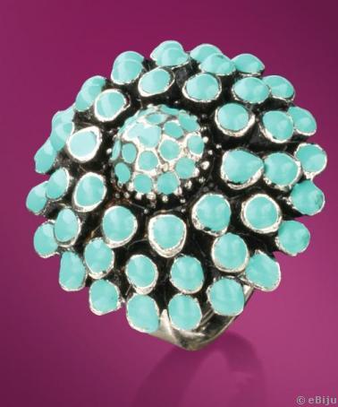 Türkizkék, zománcozott gyűrű, állítható méret