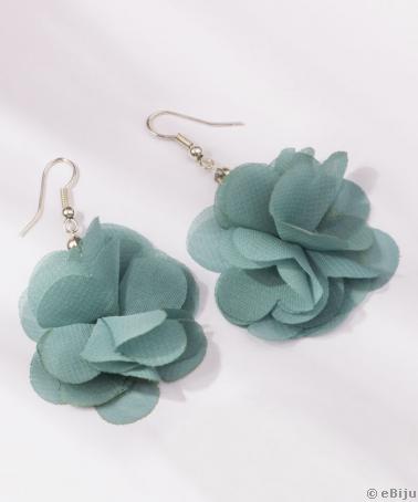 Zöld virág fülbevaló textilből