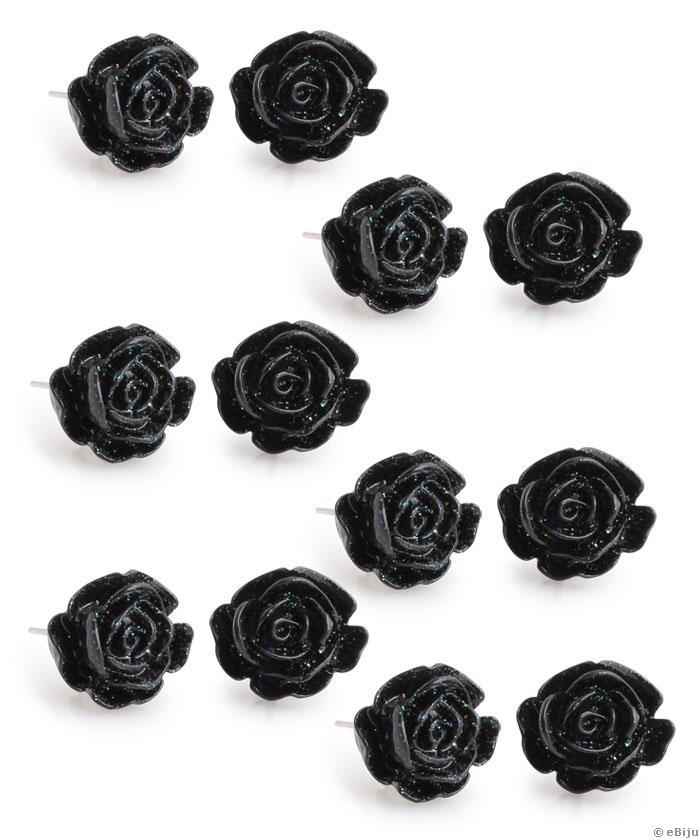 6 pár fekete rózsa fülbevalóból álló szett